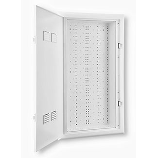 Leviton | Caja Structured Media® de RF transparente para redes domésticas inalámbricas, La caja tiene 30" de alto e incluye una puerta con bisagra,