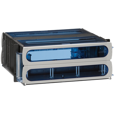 Leviton | Caja de fibra 2000i SDX de 4 unidades de bastidor, vacía, con bandeja deslizable; acepta hasta (12) placas adaptadoras y bandejas de empalmes SDX o (12) cintas MTP SDX.