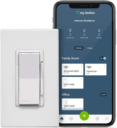 Leviton | Atenuador incandescente/LED universal de 600 W con wifi Decora Smart de Leviton (1era Generación). Funciona con Amazon Alexa y Google Assistant, No se necesita un hub.