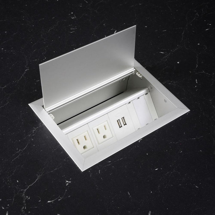 FSR | Caja de conexión Symphony (Frame B), con 2 tomacorrientes AC, 1 cargador doble USB, cordón de 9,6" (DIN, IN)