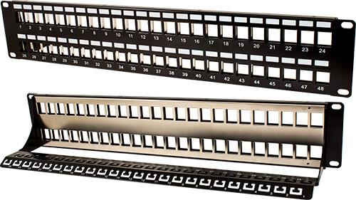Vertical Cable | VC Patch Panel Modular, (24 o 48) Puertos, Blindado, Con cable de tierra y barra de manejo de cables