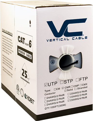 Vertical Cable | VC Cable UTP Cat 6, 23AWG, Riser Rated, Chaqueta PVC, 1,000 pies, azul