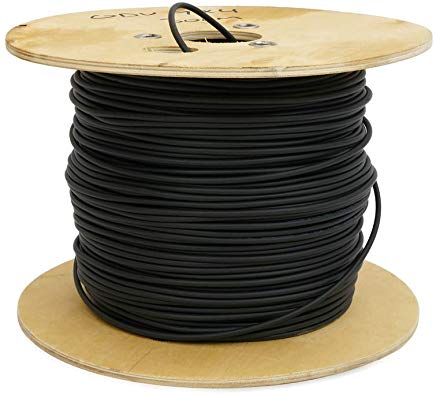 Leviton | Cable de Fibra Óptica Multimodo (OM3), con tubo flexible central reforzado para aplicaciones en exteriores, 12 Fibras, Negra, metros