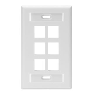 Leviton | Placa de pared QuickPort de una unidad con ventana ID, Marfil (1, 2, 3, o 6 puertos)